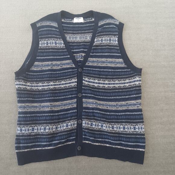 Old Navy Sweater Vest Women XXL Fair Isle Academia Minimal V Neck Cardigan - Picture 1 of 8